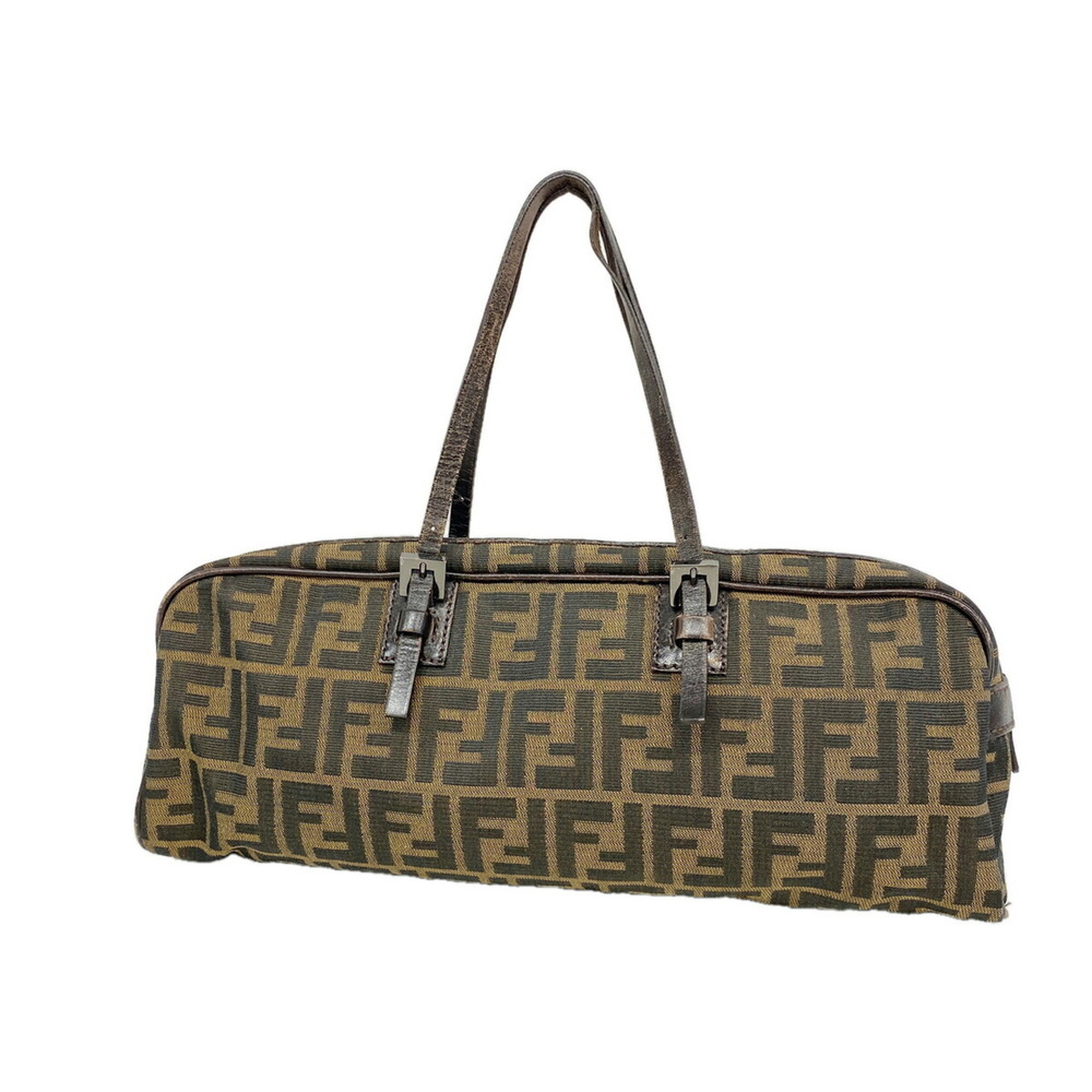 Fendi Zucca Nylon Canvas Handbag, Brown, Women's, P3568906